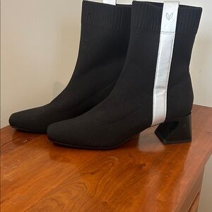 Elegant Black and White Heeled Boots